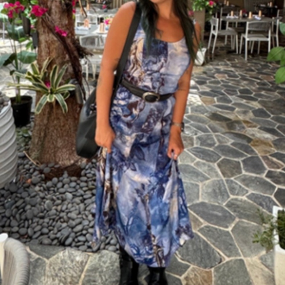 Pilcro Artistic Blue and White Midi Dress